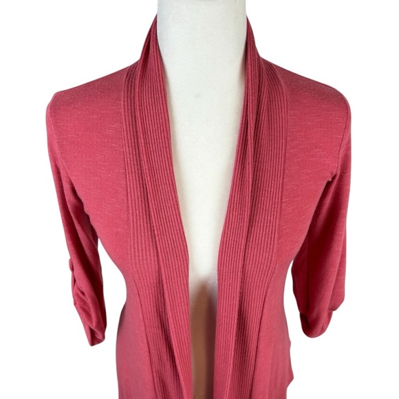 Bobeau Red Open-Front Cardigan Size XS - Picture 3 of 7